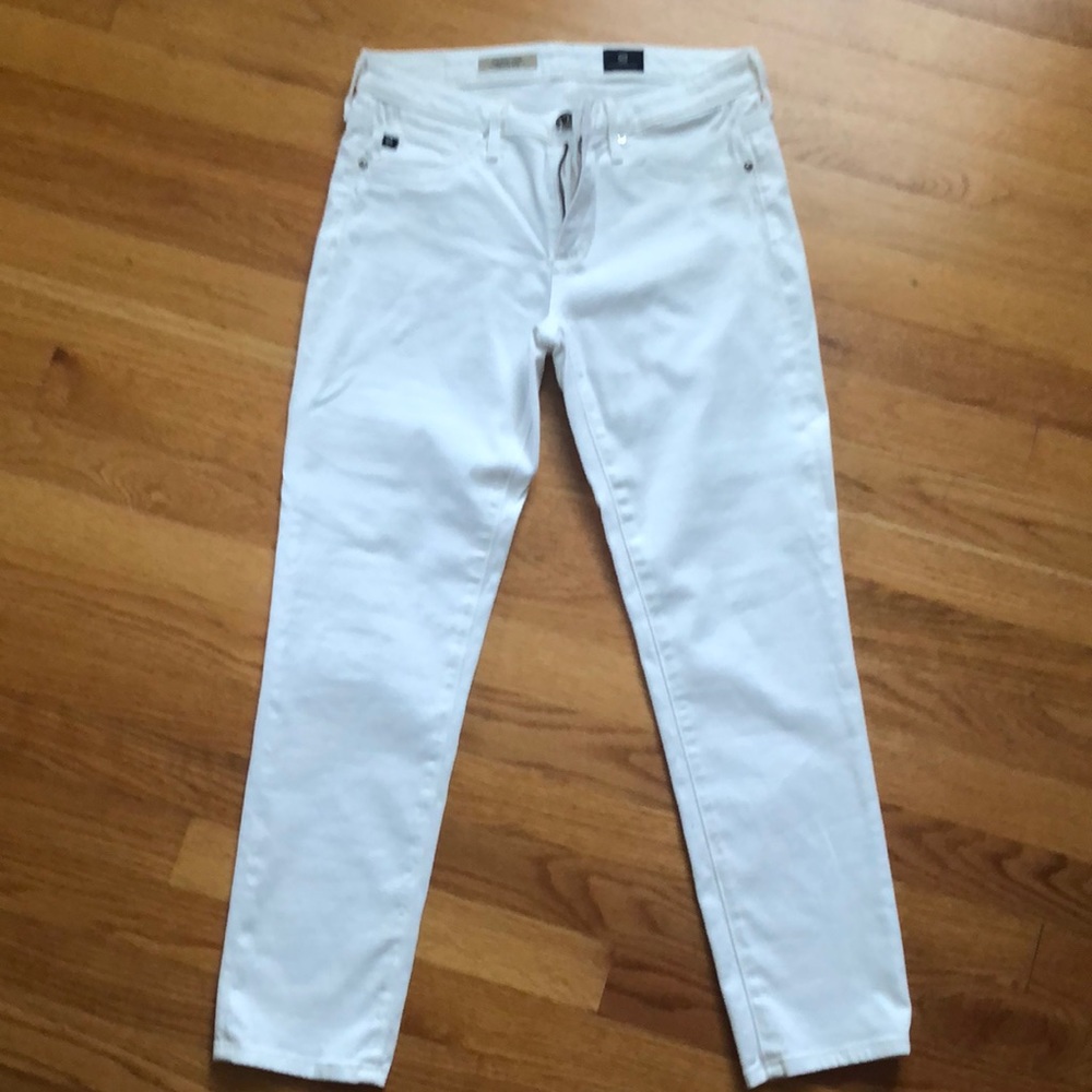 AG The Stilt Crop white jeans